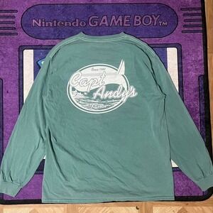Medium light Green and white vintage 90's long sleeve shirt